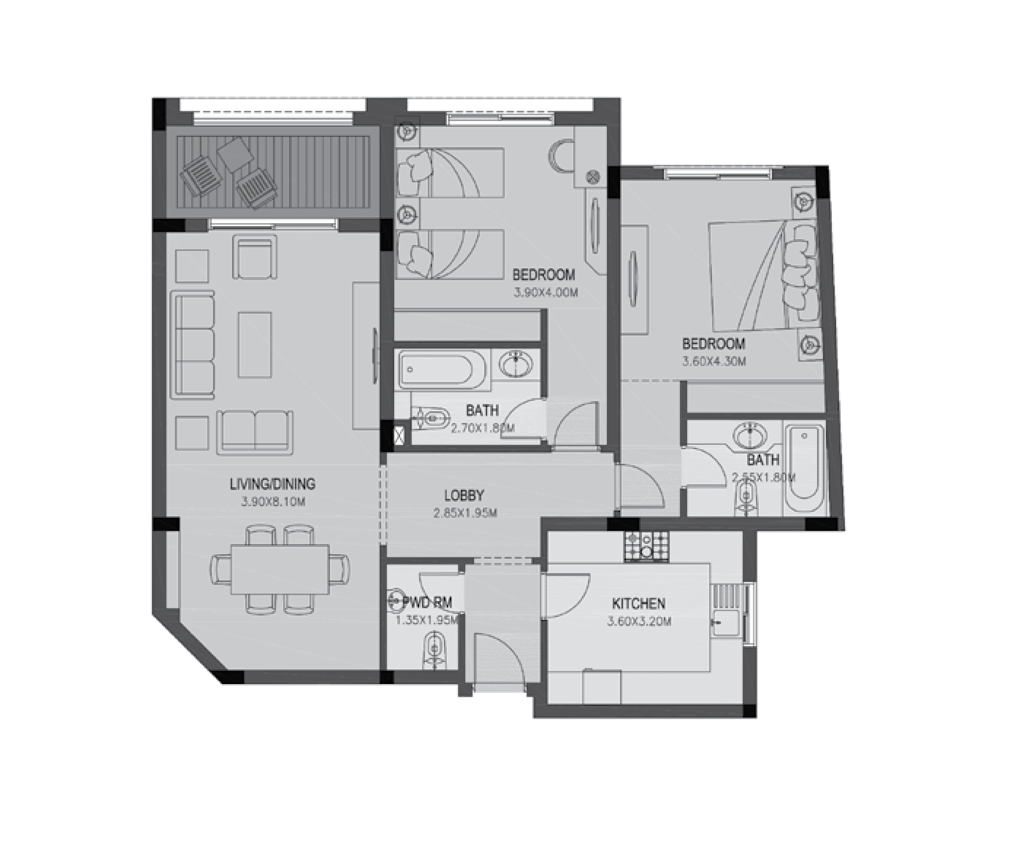 Apartment 206 - Type 2 - 2Bedrooms