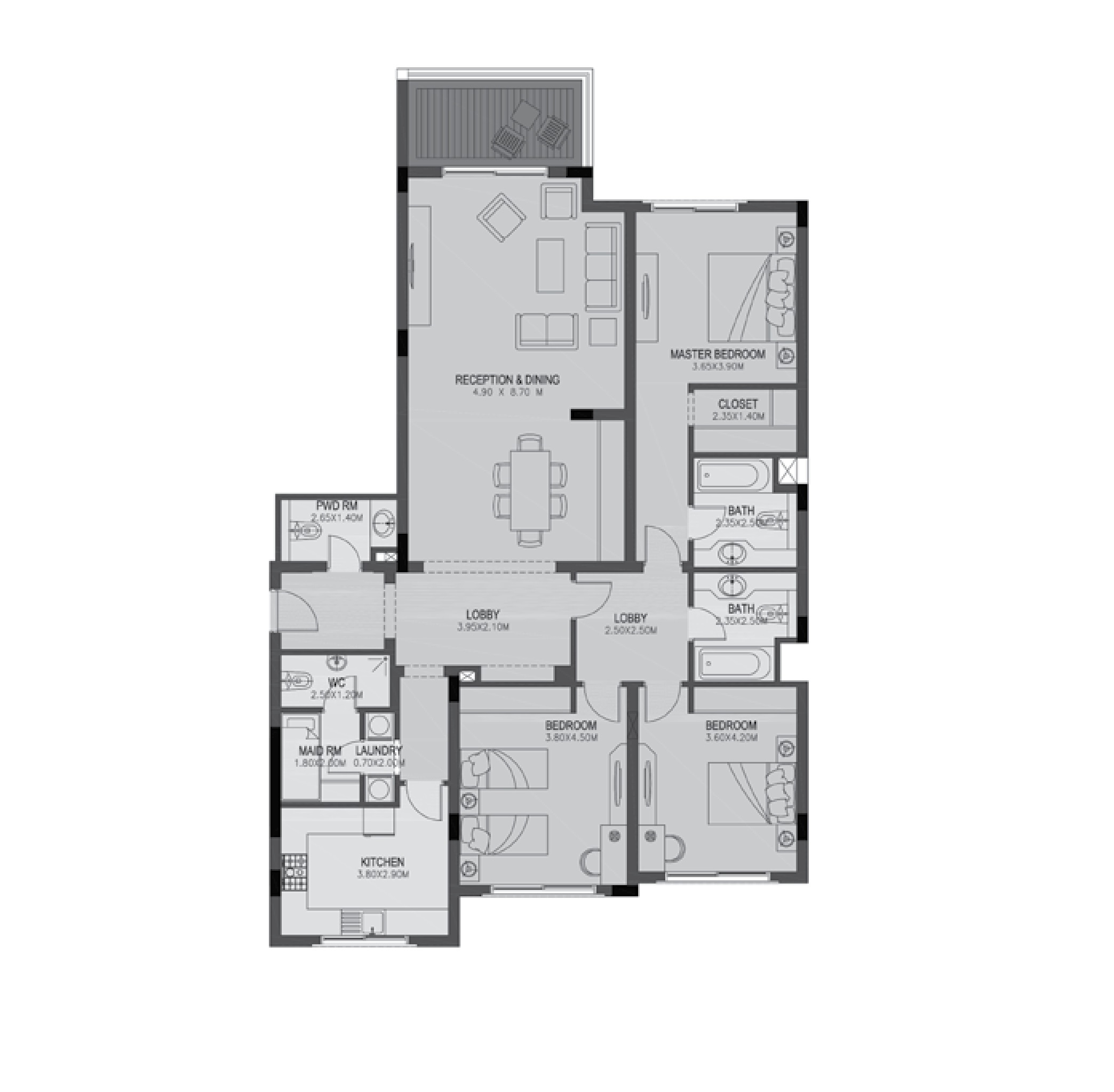 Apartment 402 - Type 2 - 3Bedrooms