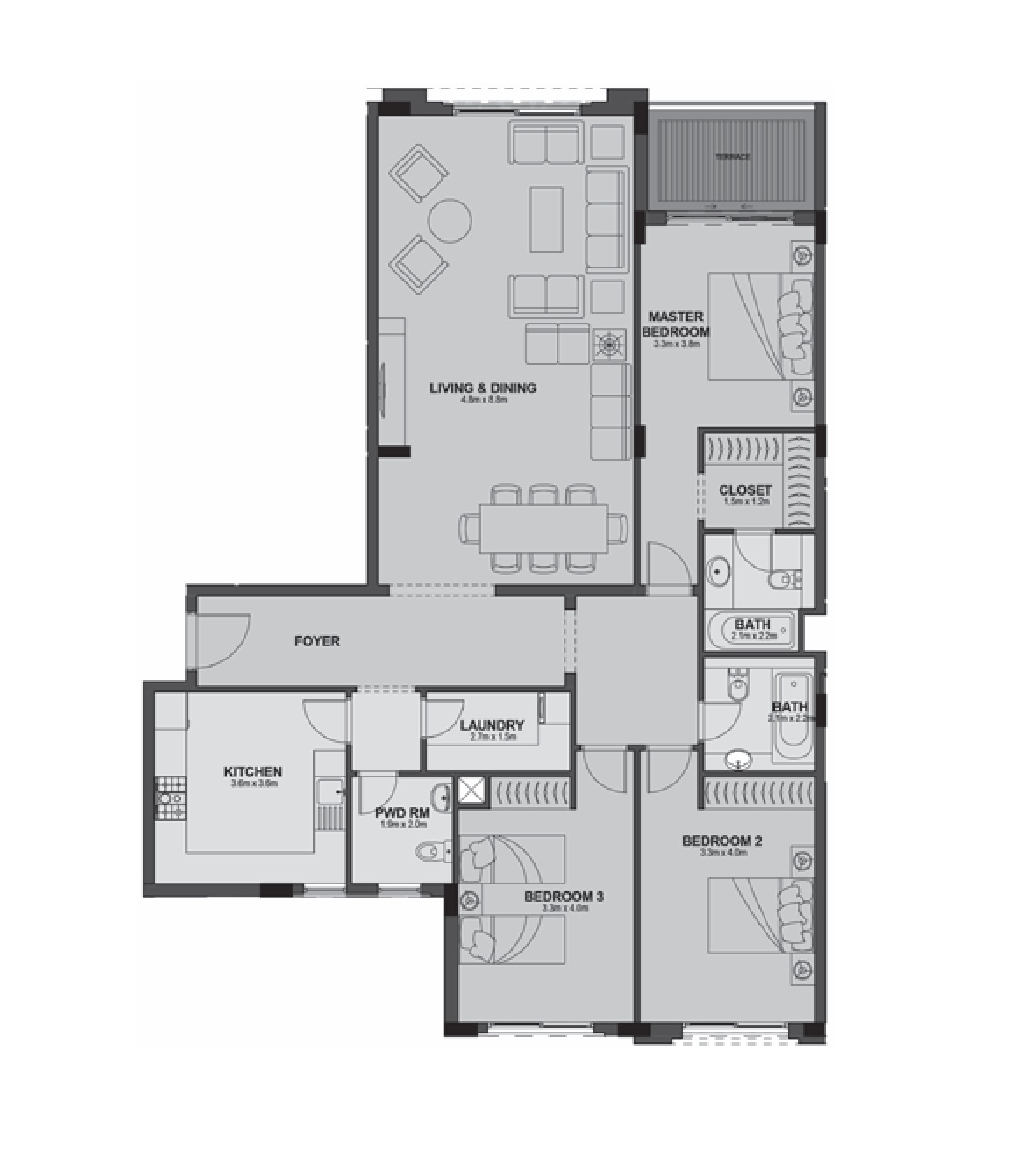 Apartment 203 - Type 3 - 3Bedrooms