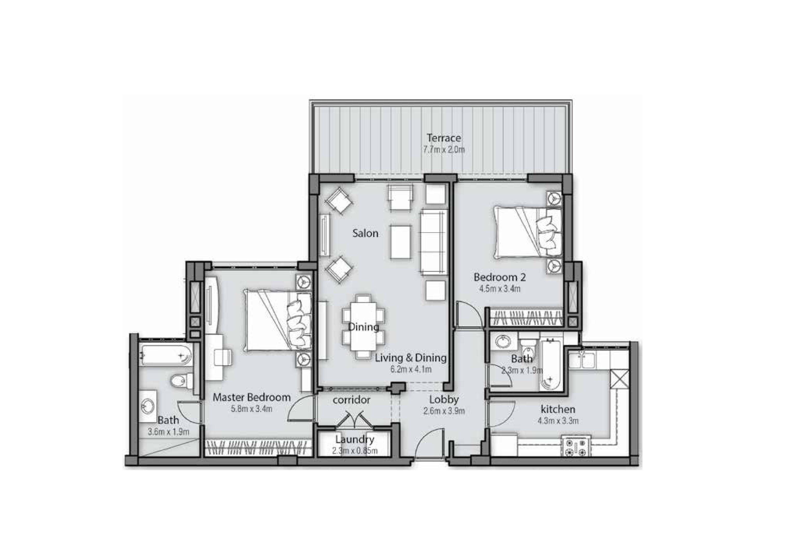 Apartment - Type 1 - 2Bedrooms - Middle