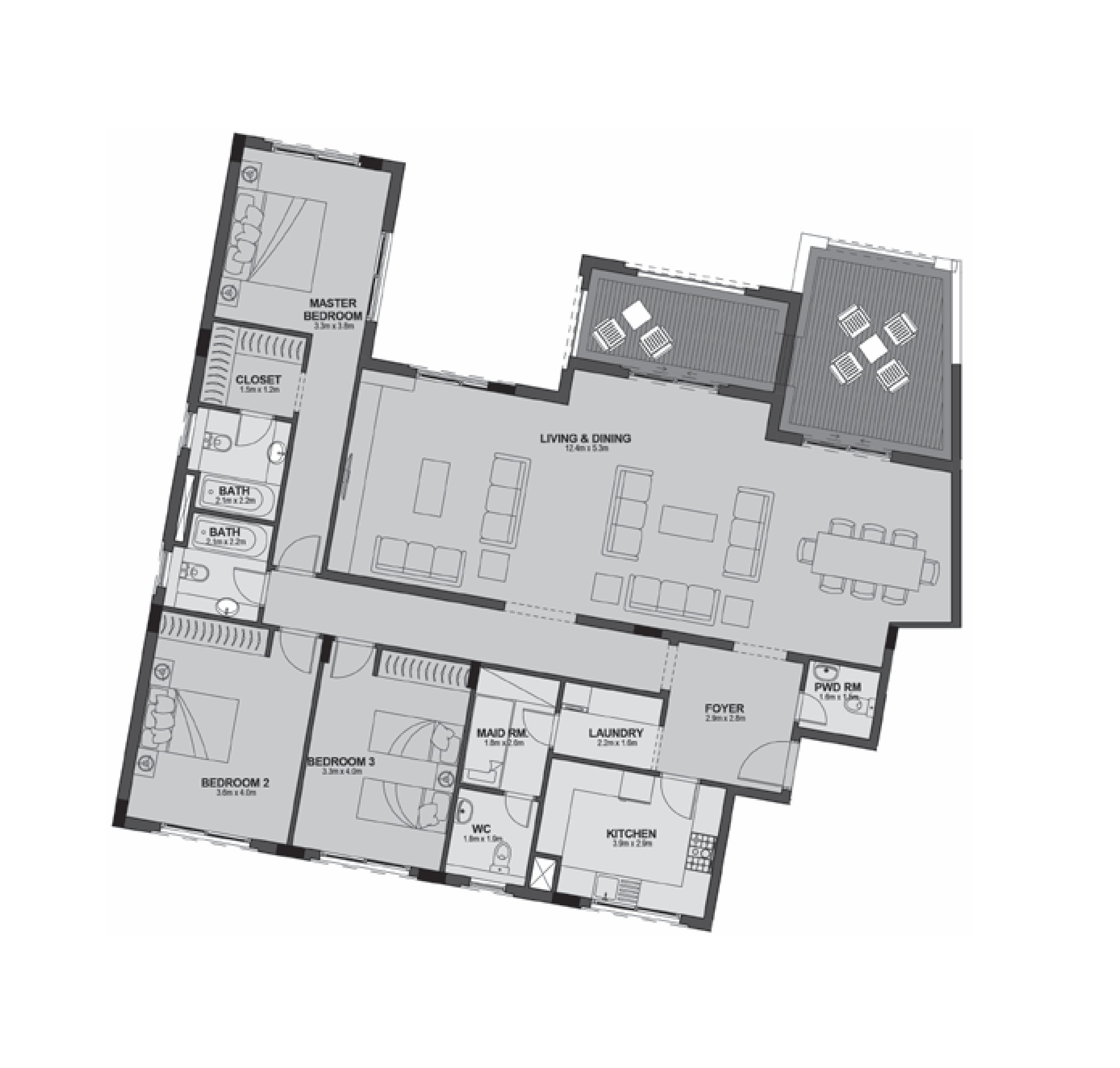 Penthouse 401 - Type 3 - 3Bedrooms