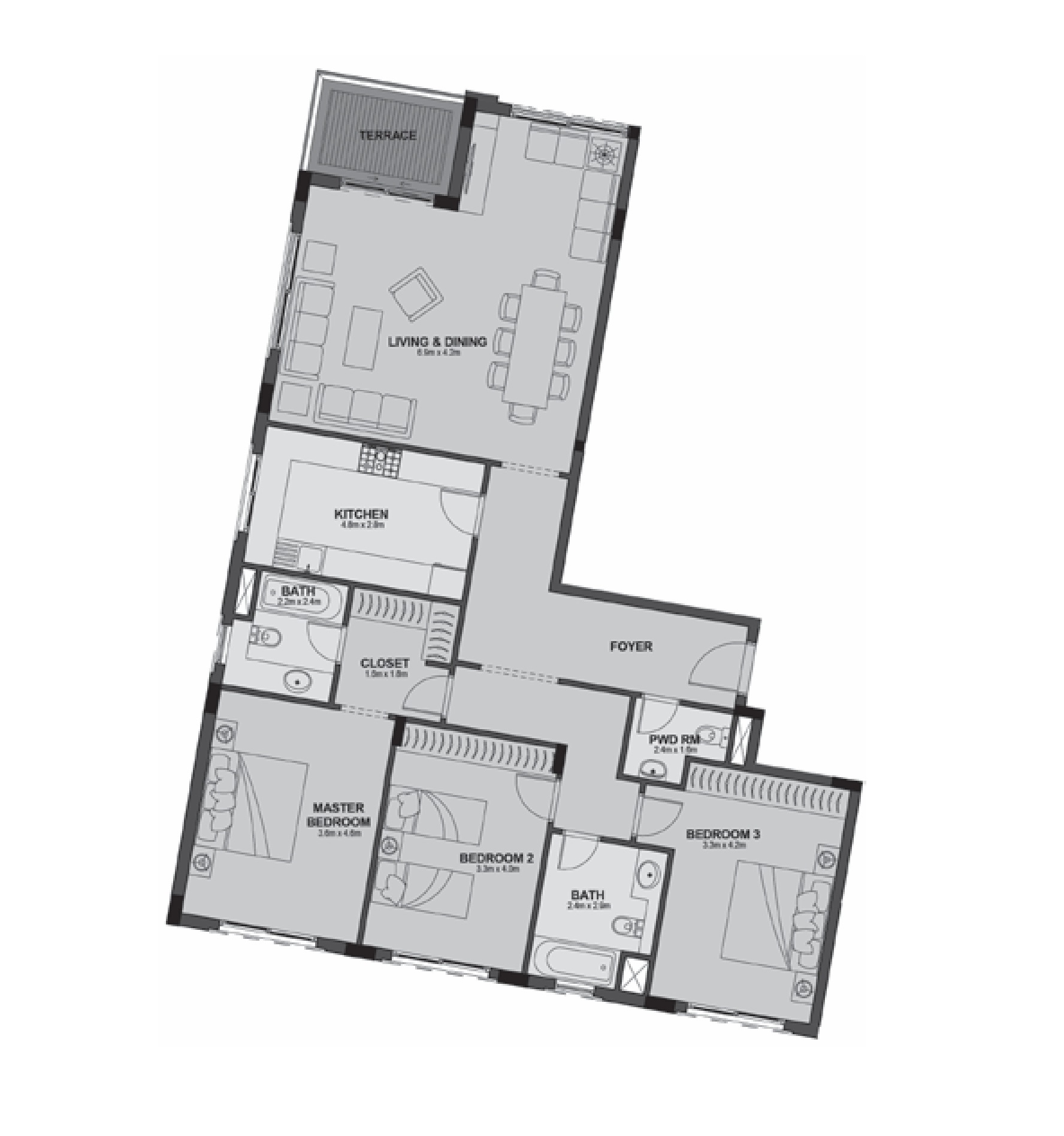 Apartment 101 - Type 3 - 3Bedrooms