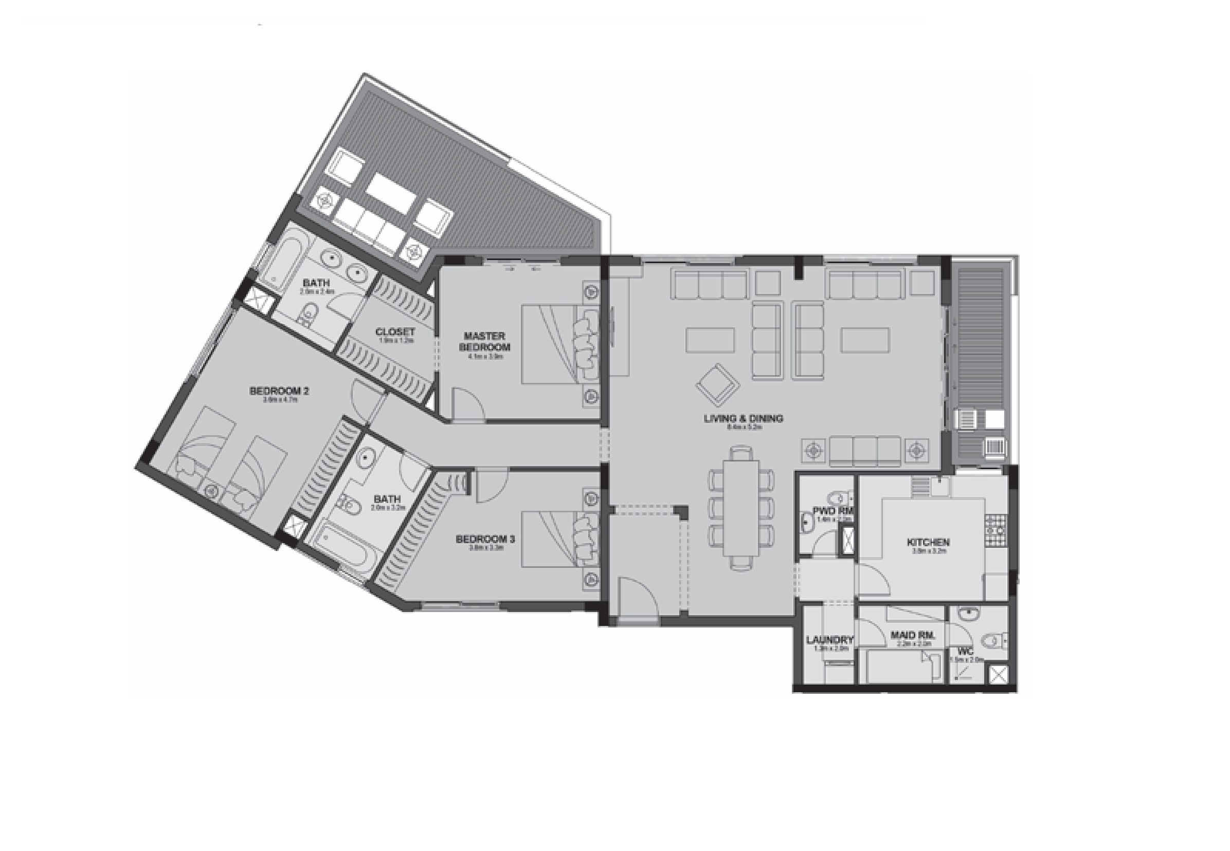 Apartment 201 - Type 1 - 3Bedrooms