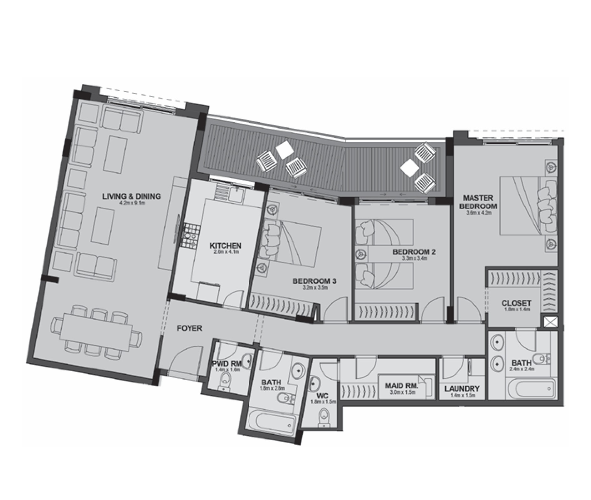 Apartment 102 - Type 3 - 3Bedrooms