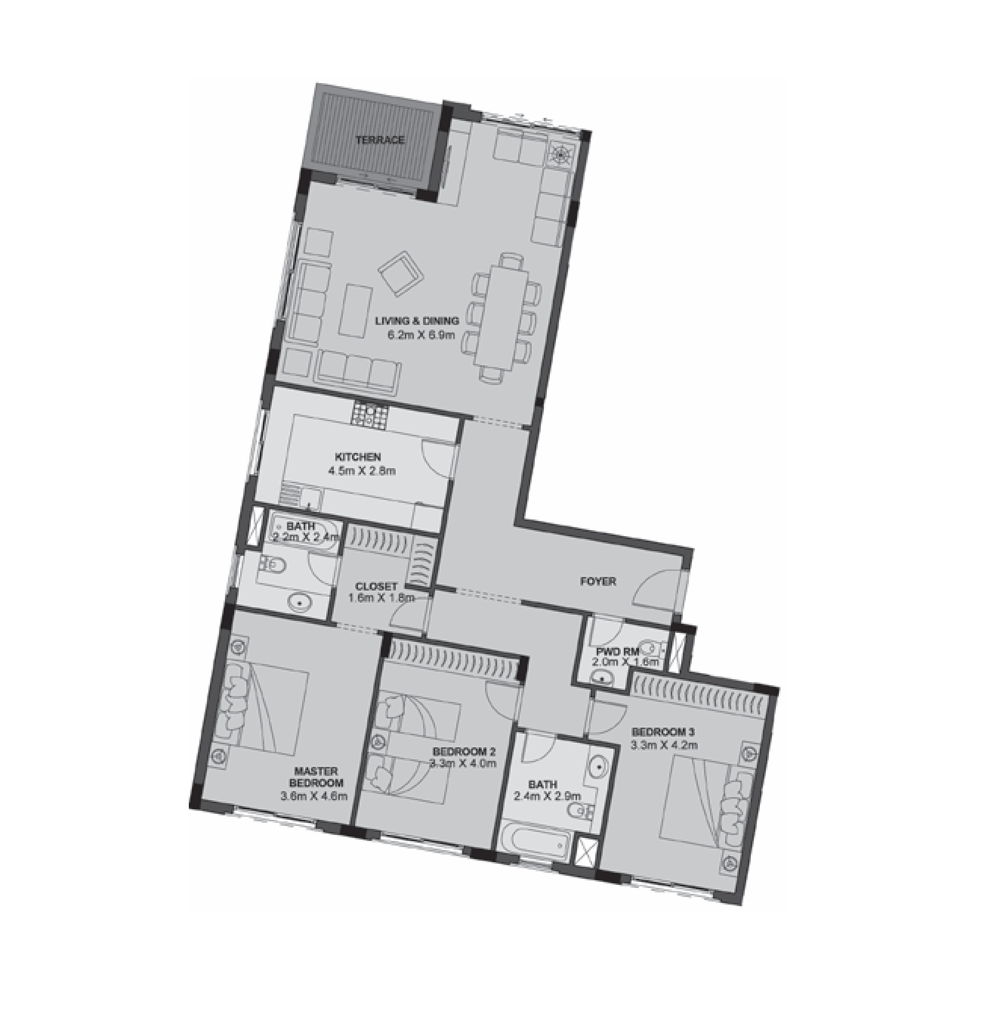 Apartment G01 - Type 3 - 3Bedrooms