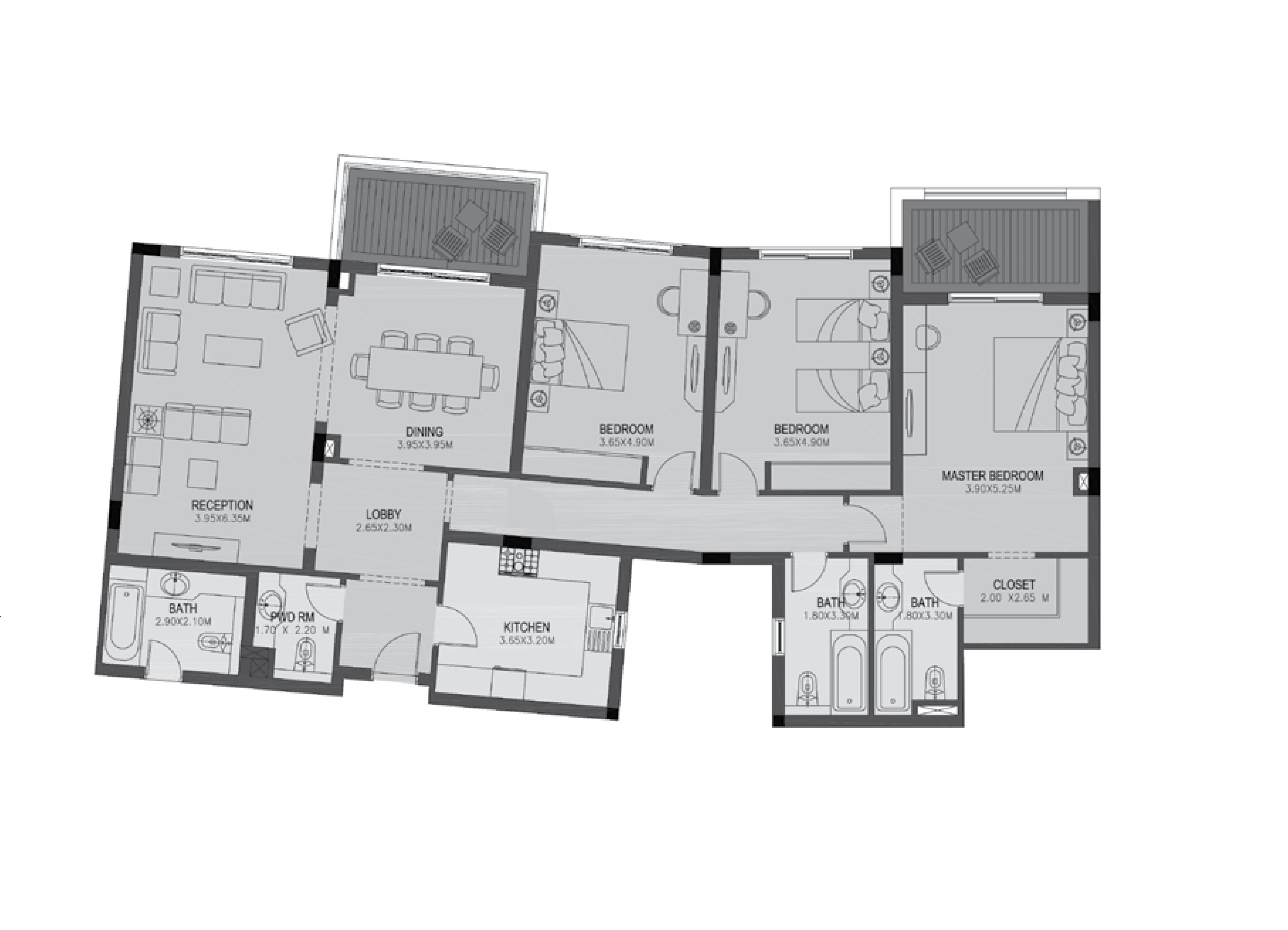 Apartment 401 - Type 2 - 3Bedrooms