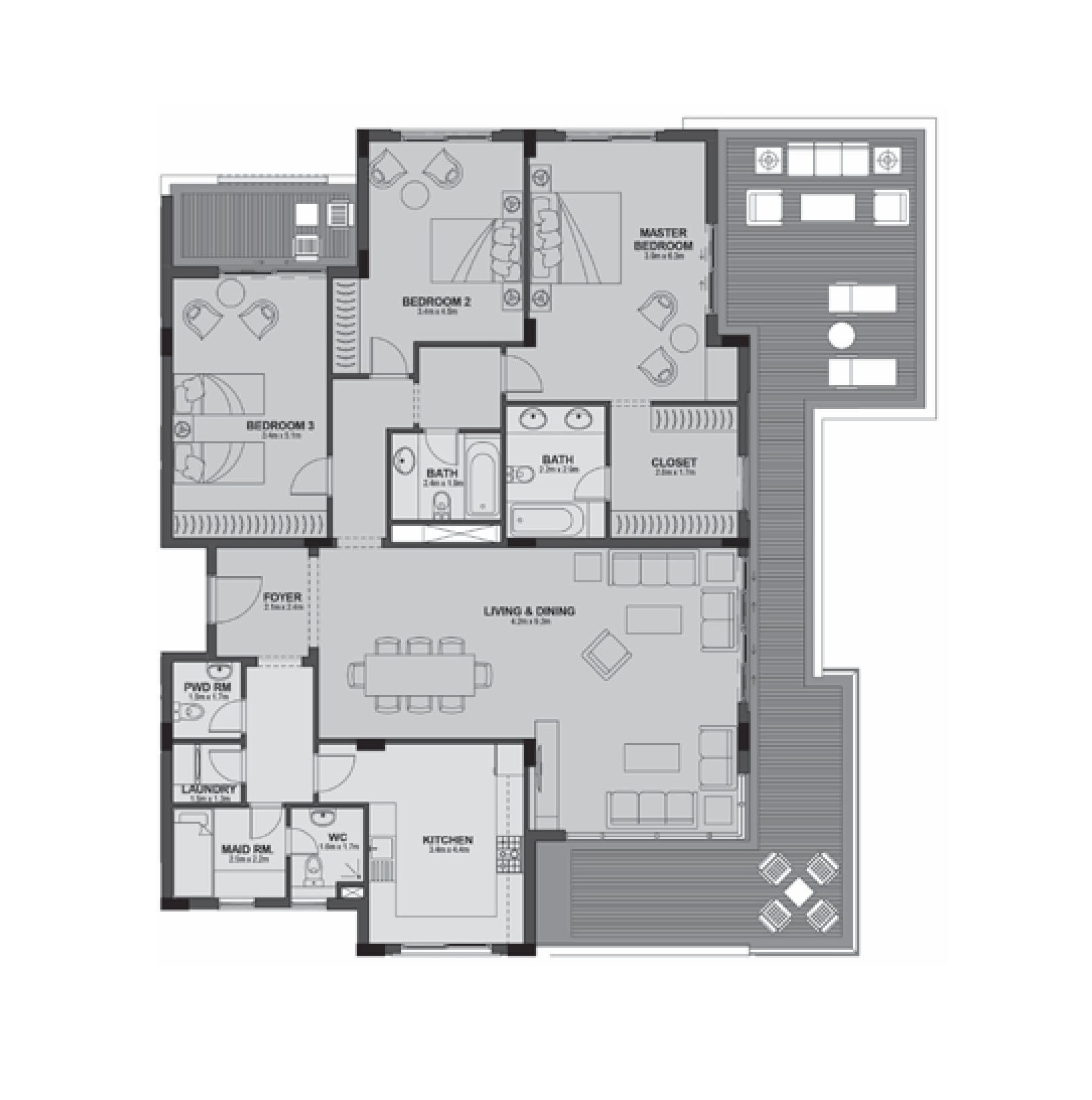 Apartment 203 - Type 1 - 3Bedrooms