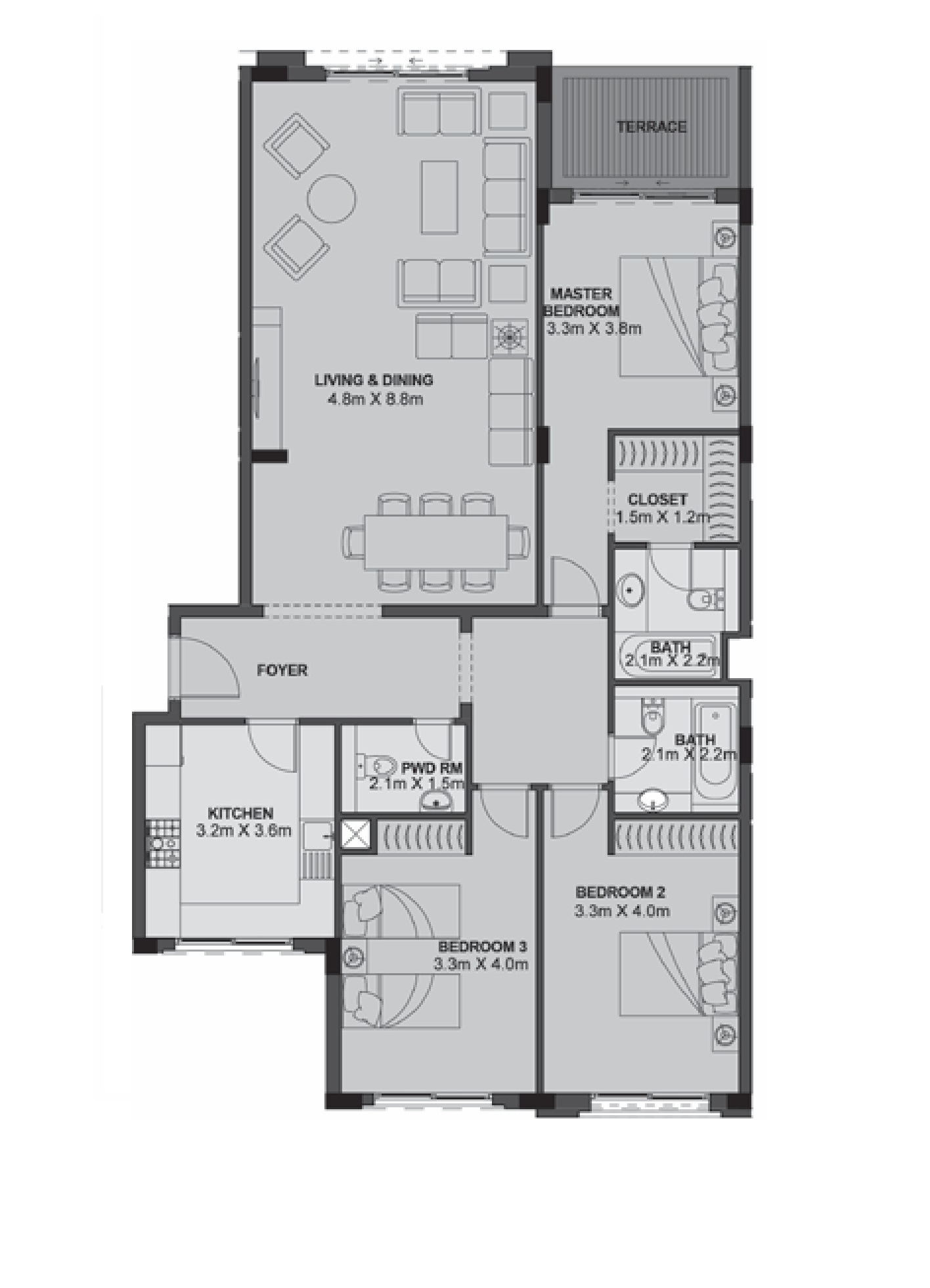Apartment G03 - Type 3 - 3Bedrooms