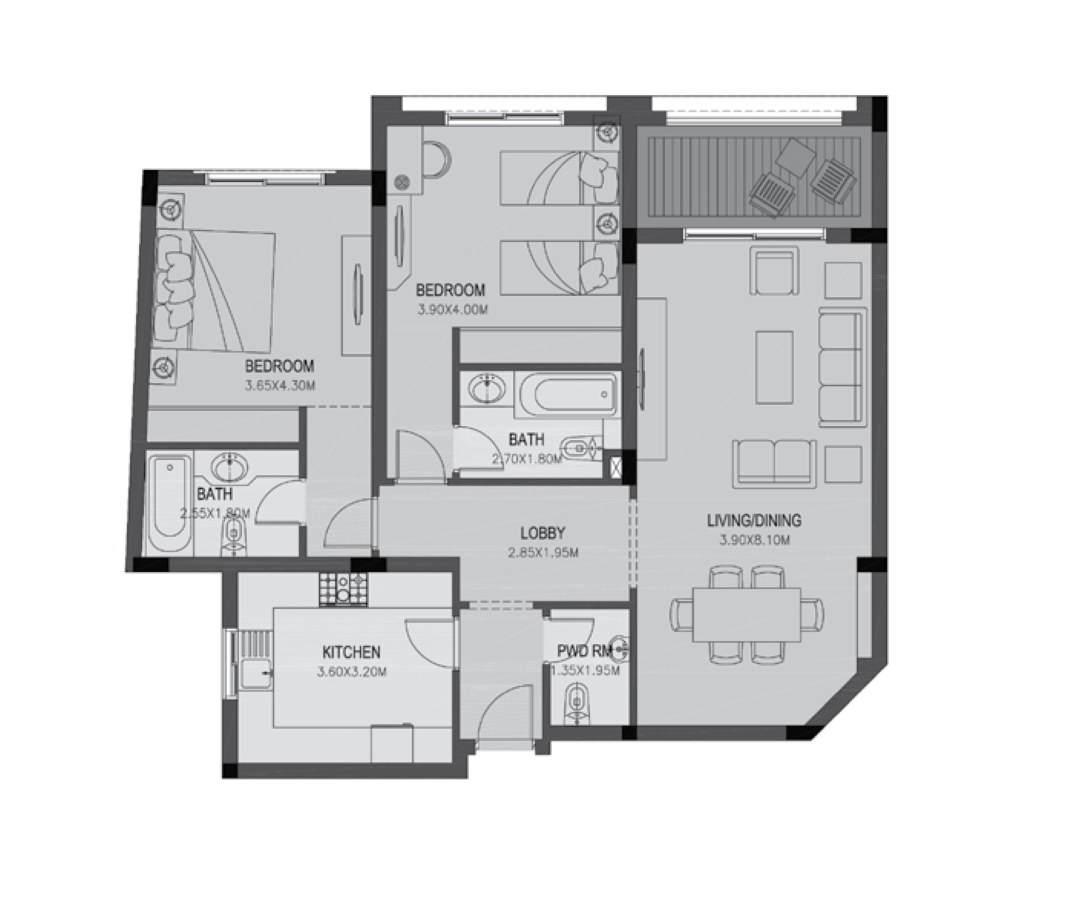 Apartment 203 - Type 2 - 2Bedrooms