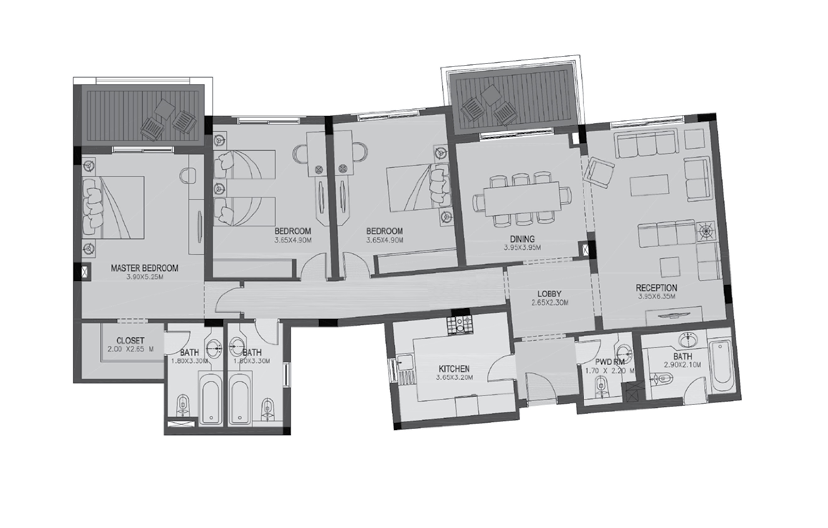 Apartment 404 - Type 2 - 3Bedrooms