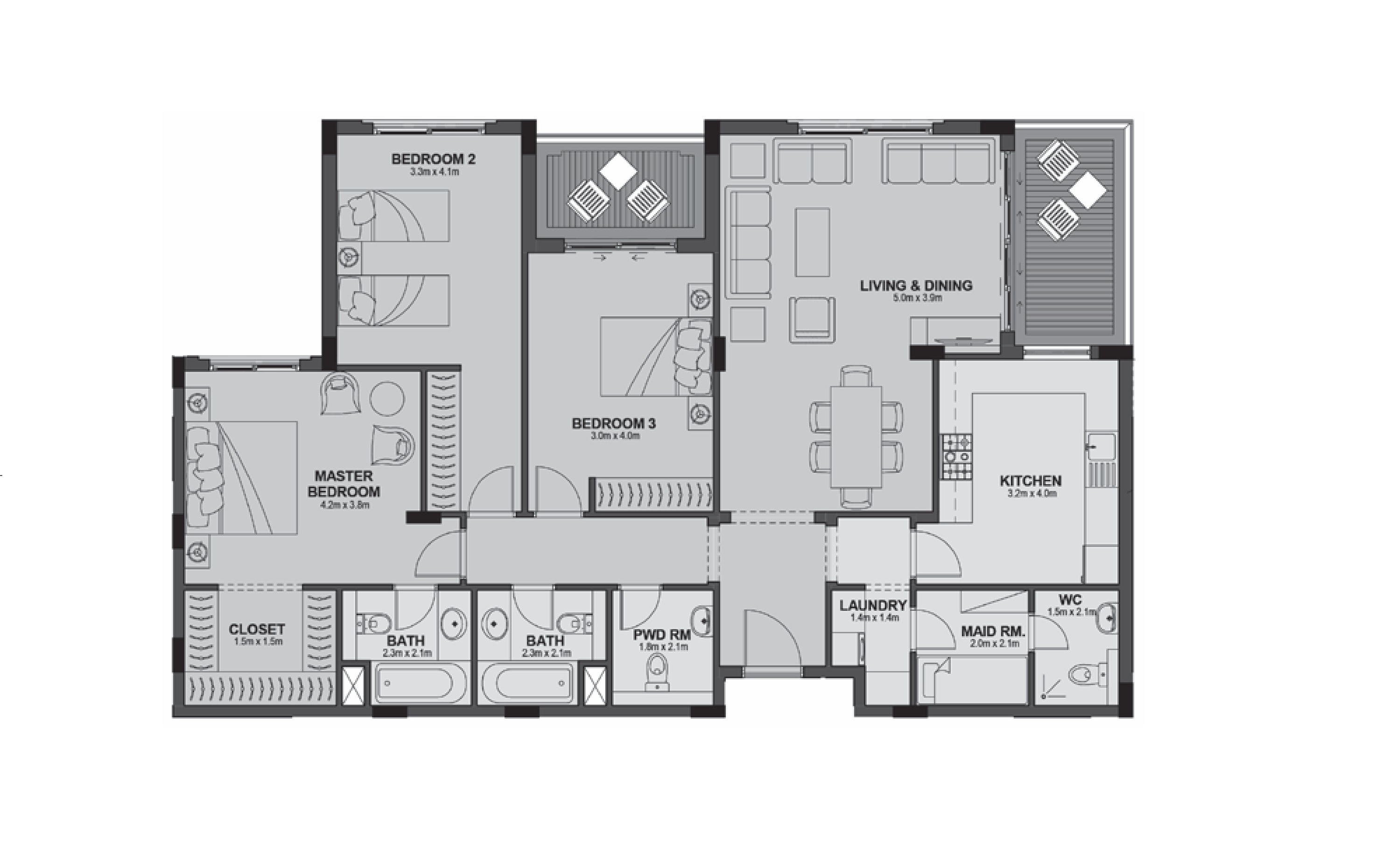 Apartment 401 - Type 1 - 3Bedrooms