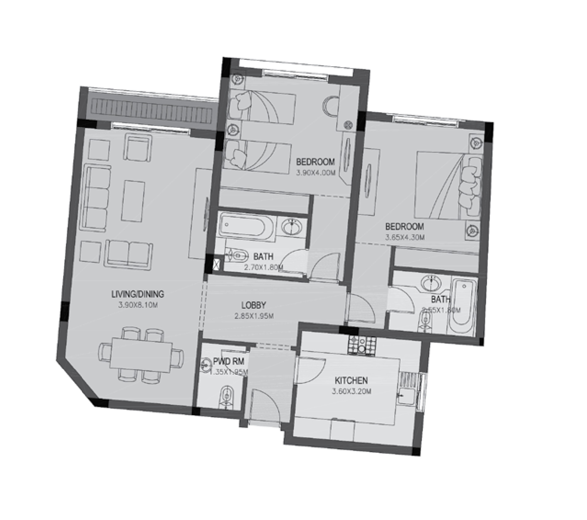 Apartment 202 - Type 2 - 2Bedrooms