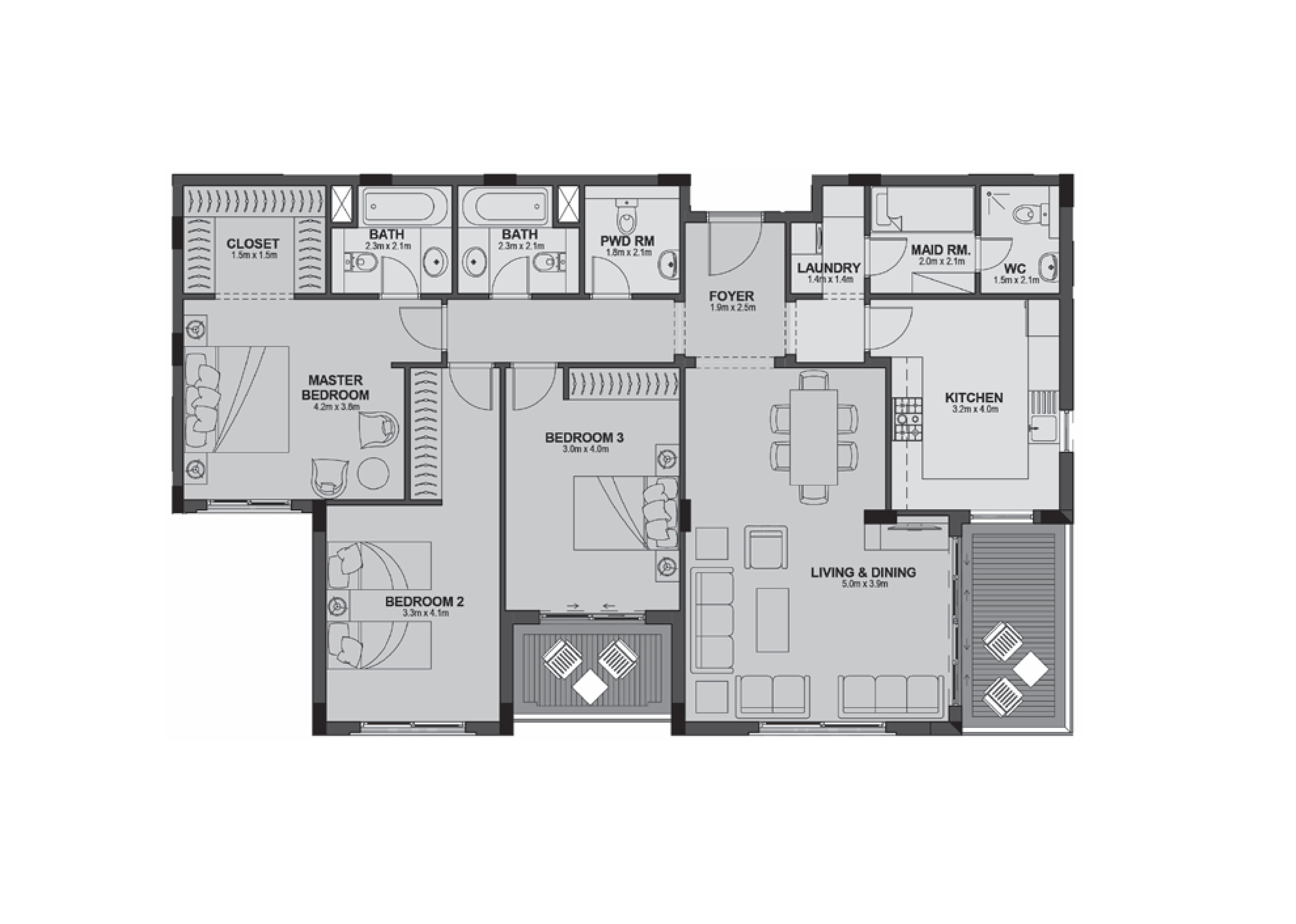 Apartment 304 - Type 1 - 3Bedrooms