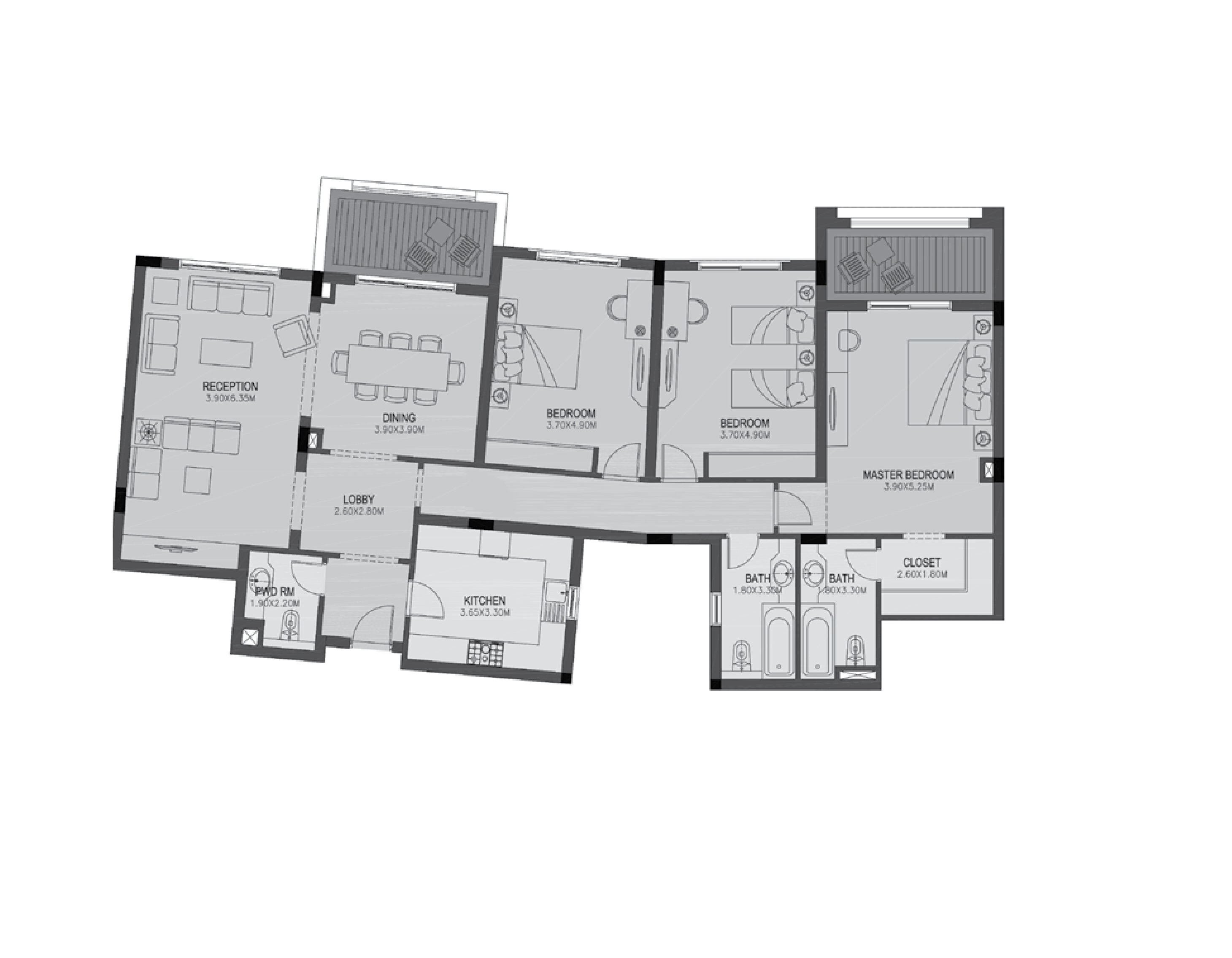 Apartment 302- Type 2 - 3Bedrooms