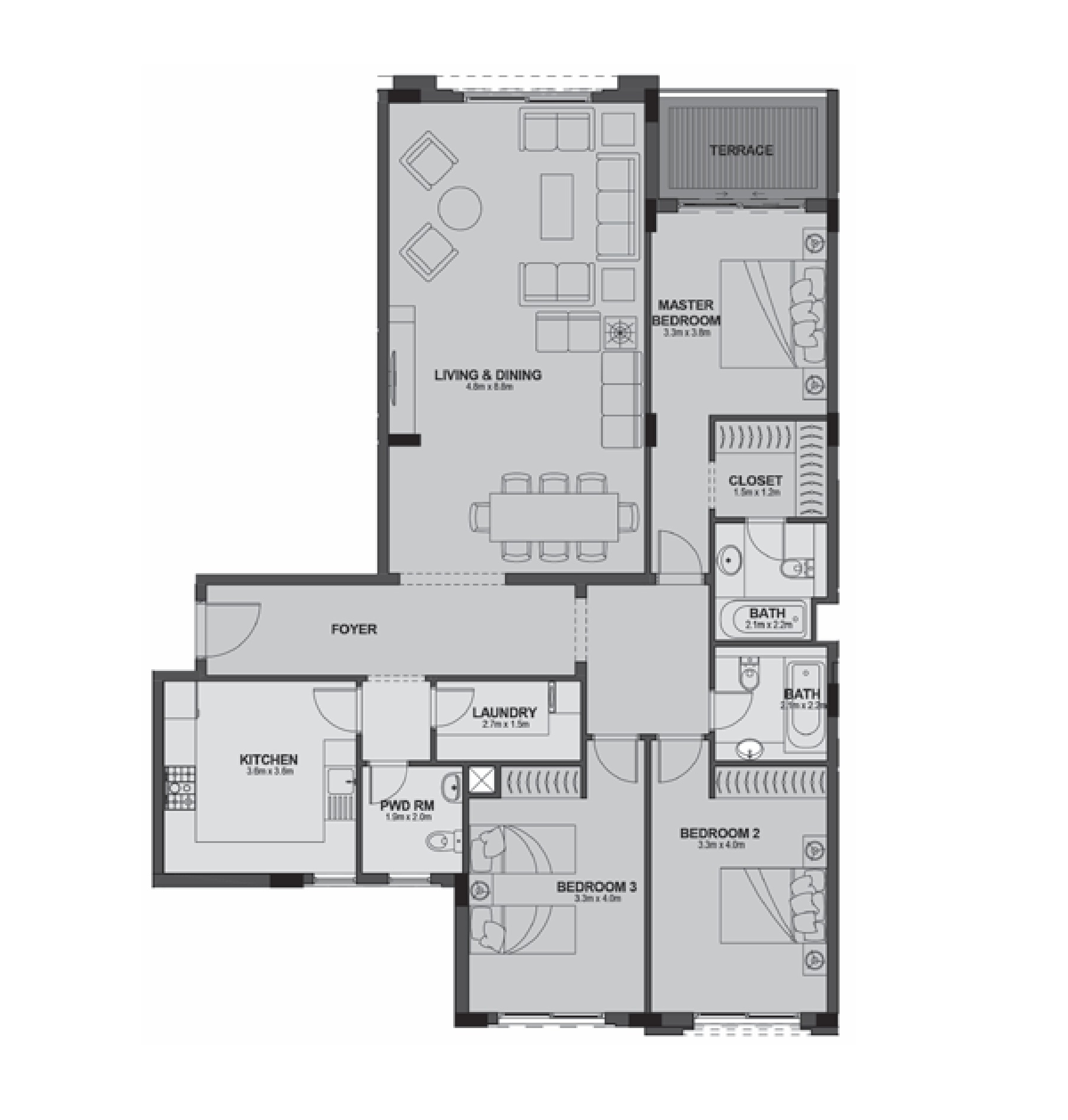 Apartment 103 - Type 3- 3Bedrooms