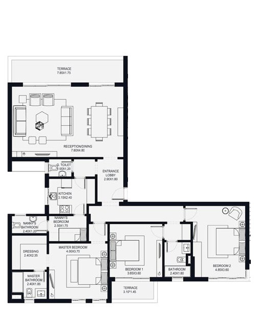 O West - Typical Apartment + Nanny Room