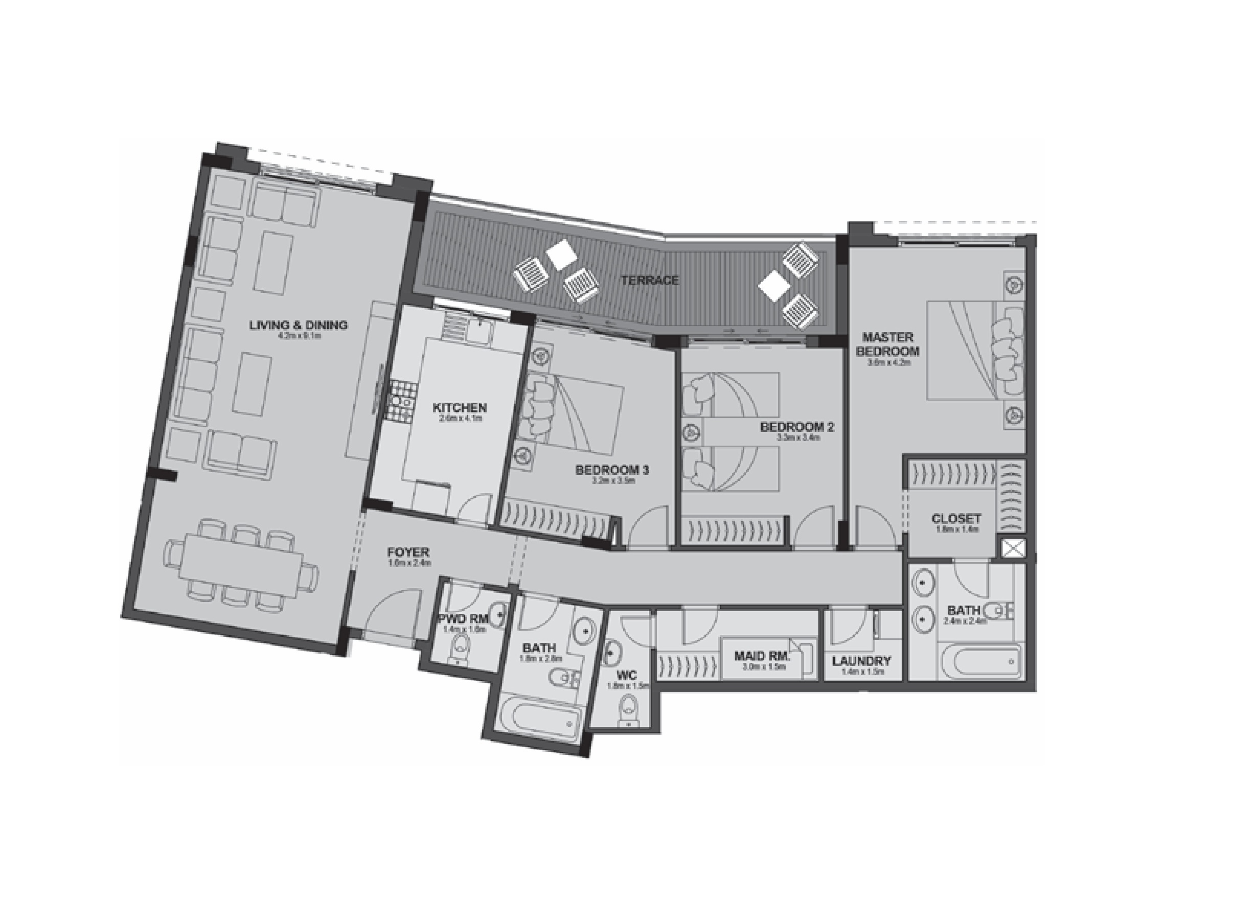 Apartment 202 - Type 3 - 3Bedrooms