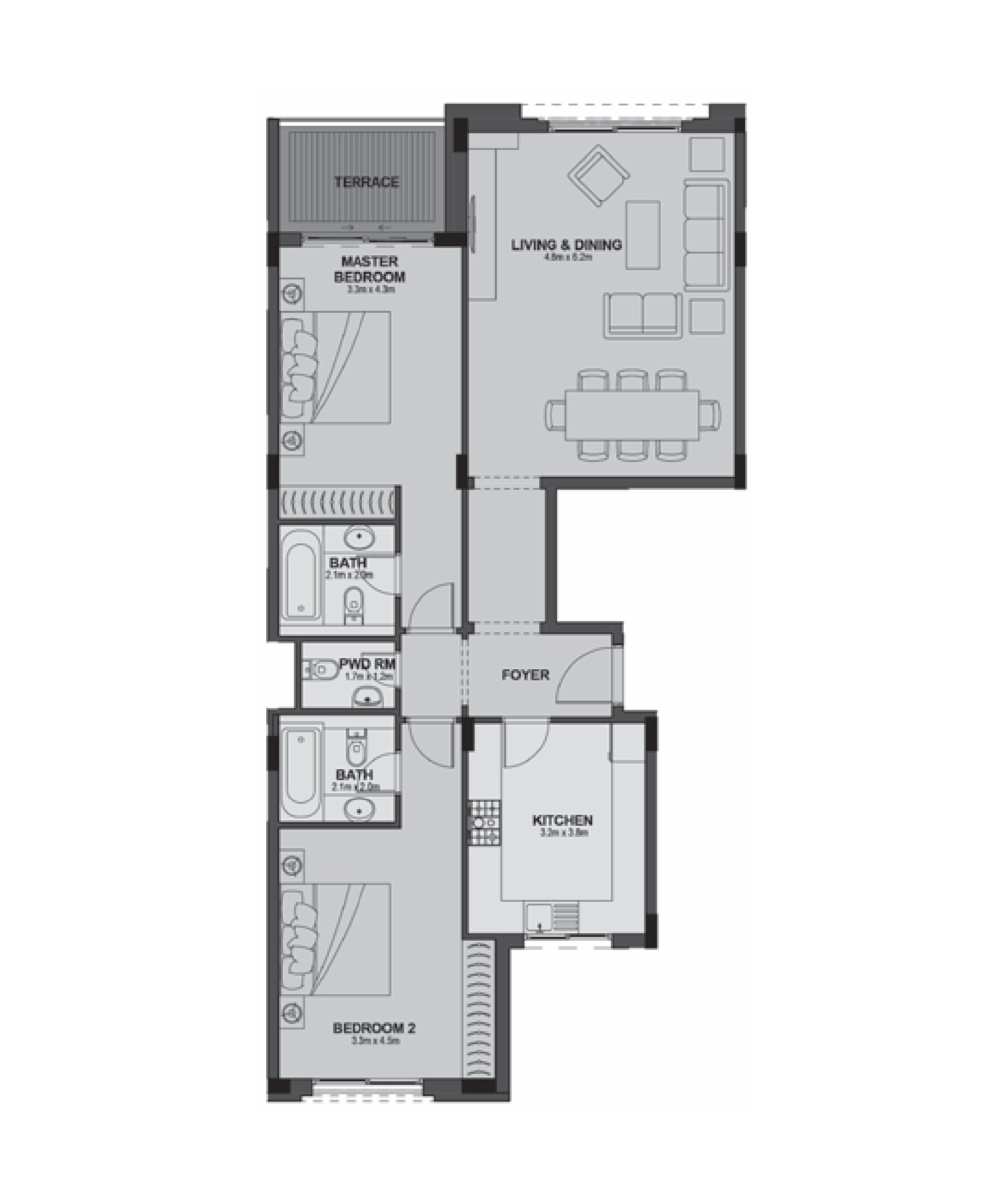Apartment 104 - Type 3 - 2Bedrooms