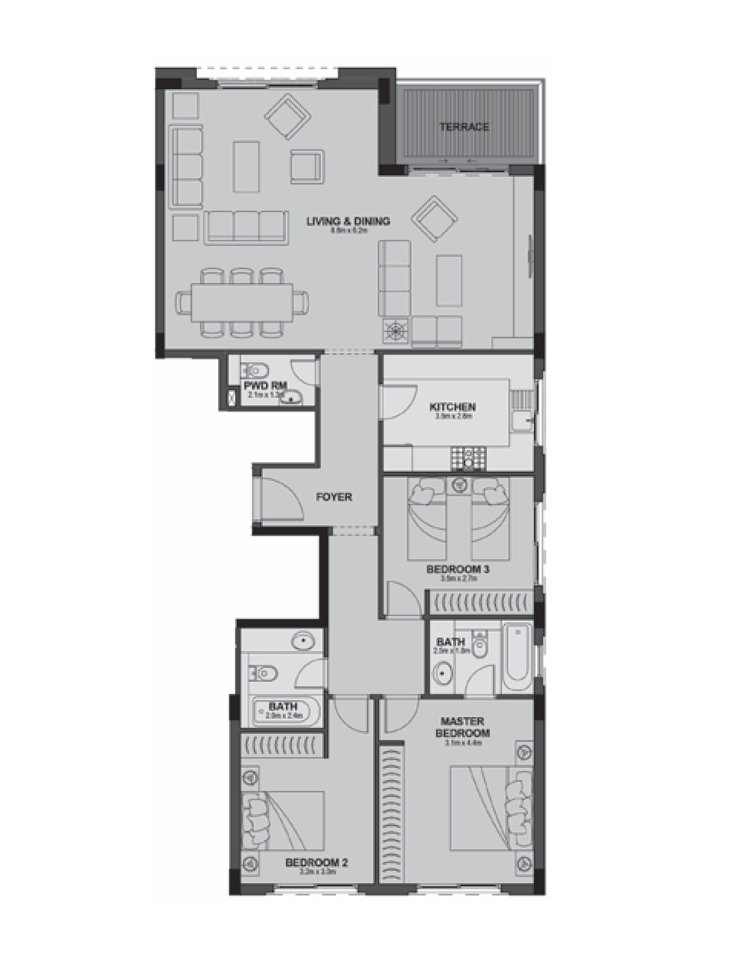 Apartment 105 - Type 3 - 3Bedrooms