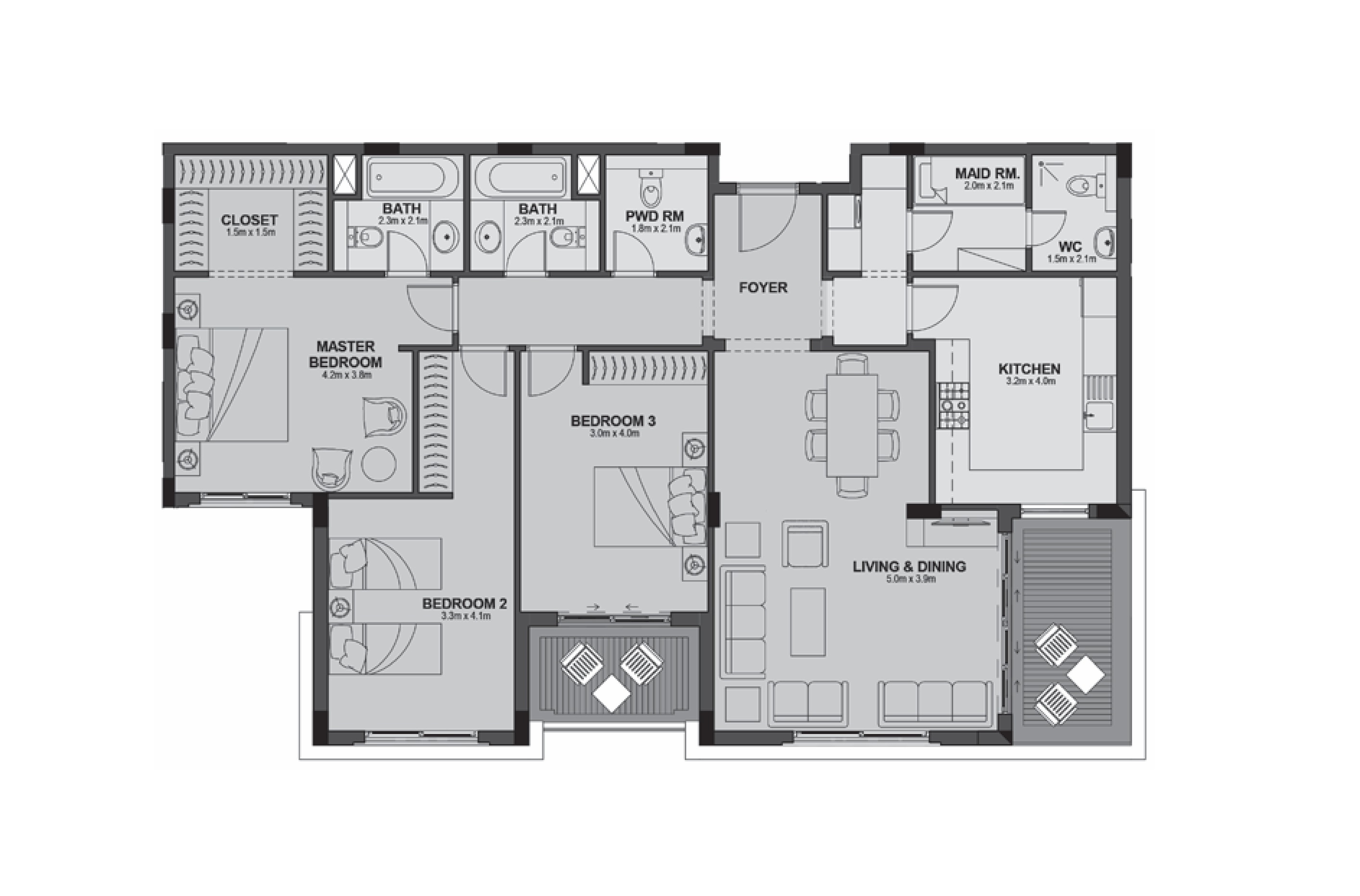 Apartment 204 - Type 1 - 3Bedrooms
